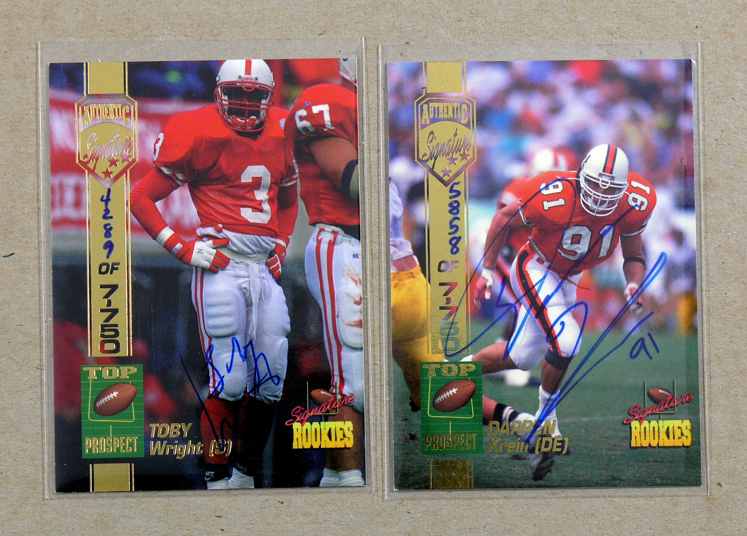 (5) Autographed Football Cards