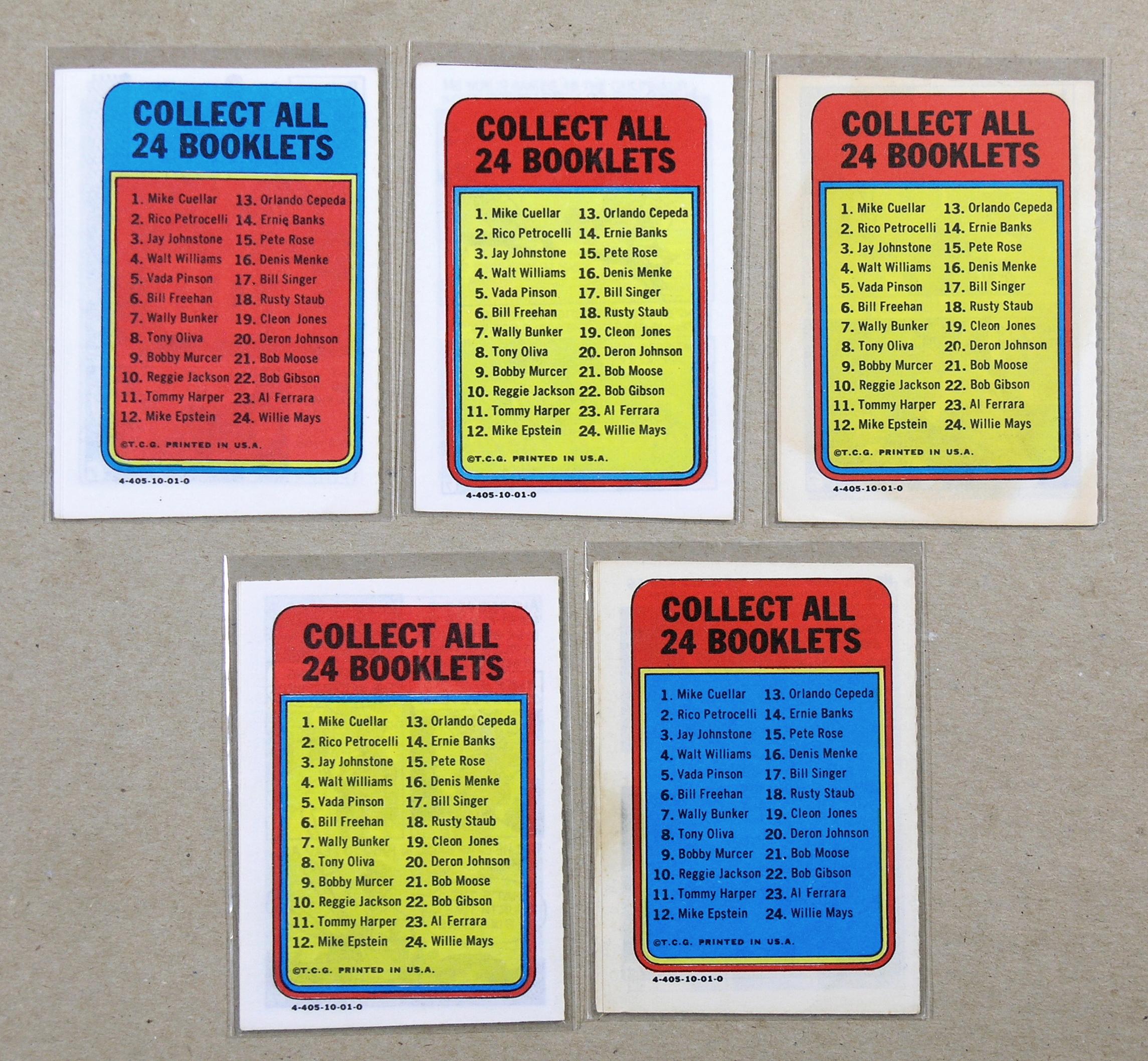 (5) 1970 Topps Baseball Booklets