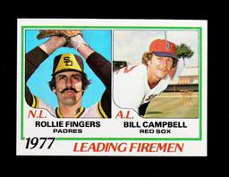 1978 Topps Baseball Card #208 1977 Leading Firemen: Rollie Fingers & Bill C