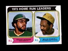 1974 Topps Baseball Card #202 1973 Home Run Leaders: Reggie Jackson & Willi