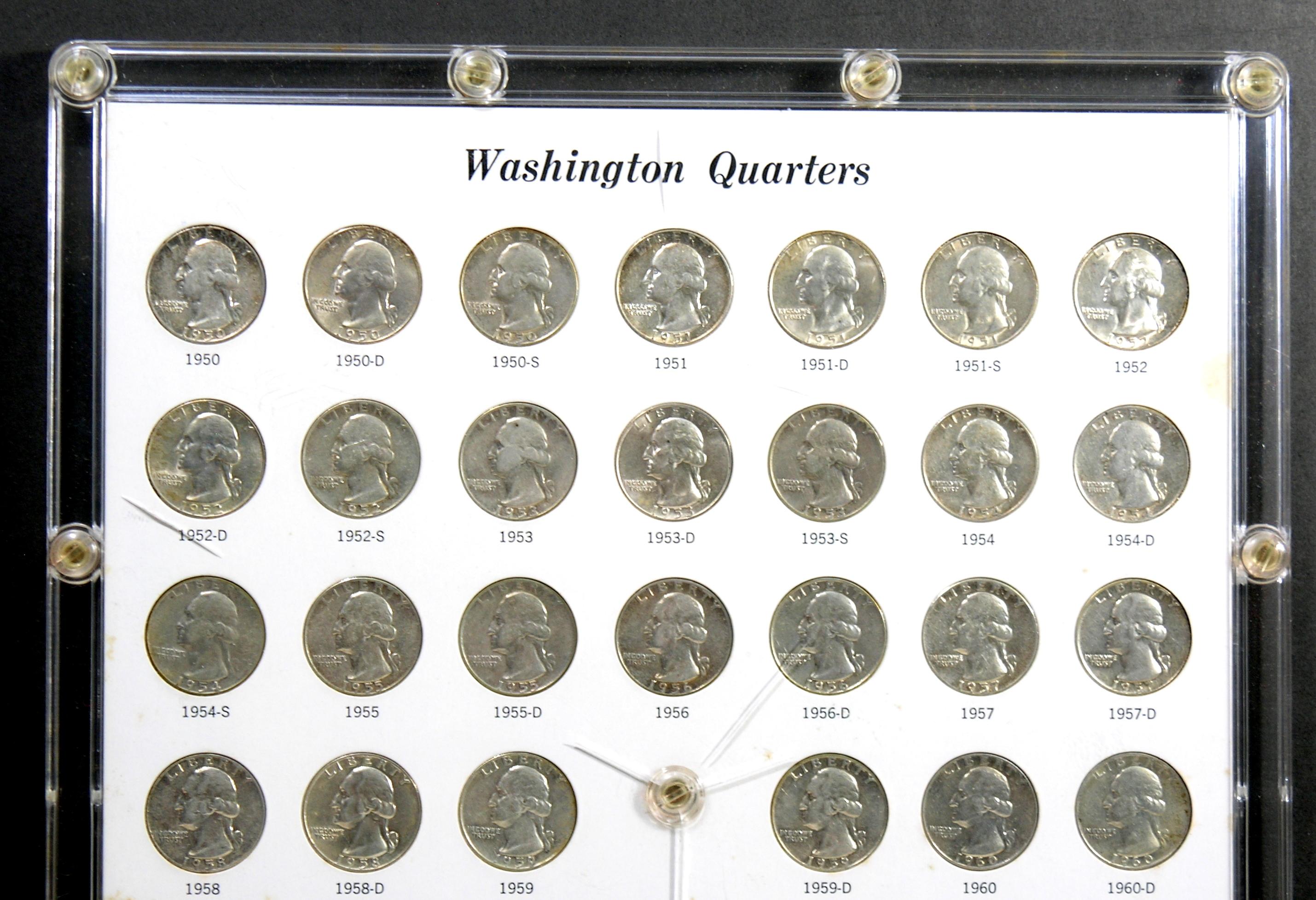 1932-1964 Washington Quarter Collection in Hard Plastic Holders. Includes K