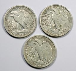 1940 P-D-S Walking Liberty Silver Half Dollars (3 Coins)