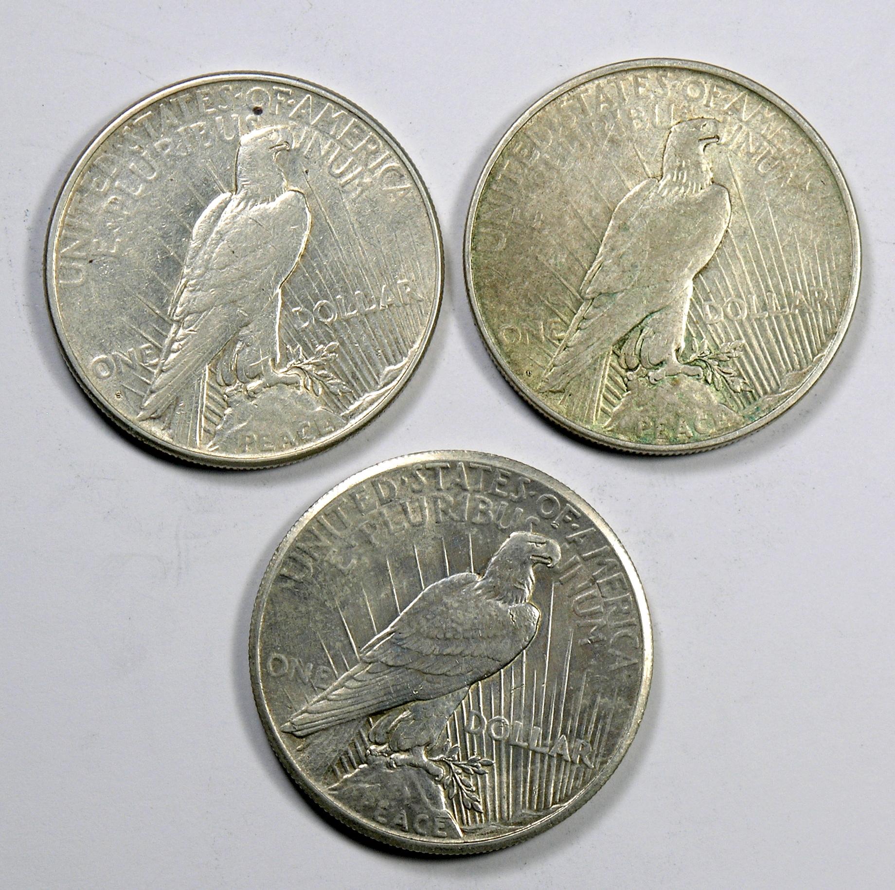 1927 P-D-S Peace Silver Dollars (3 Coins)