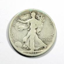 1918-D Walking Liberty Silver Half Dollar