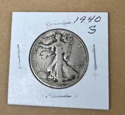 Six 1940's Walking Liberty Half Dollars