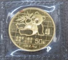 1989 China Panda 50 Yuan 1/2 Ounce Gold Coin