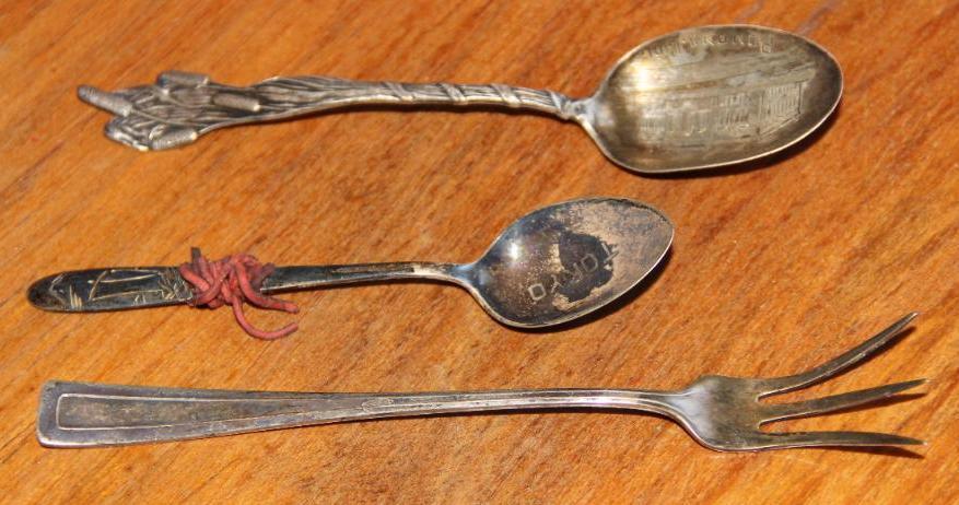 Sterling Souvenir Spoons and Cocktail Fork