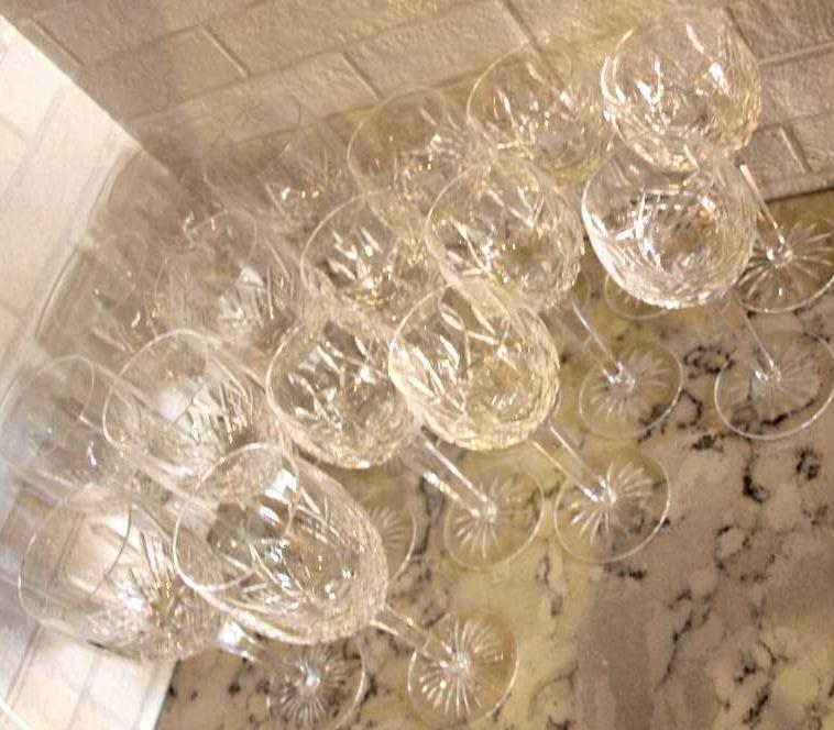 16 Cut Crystal Goblets, 8 are Marked Waterford