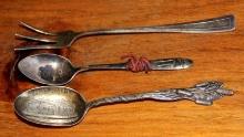 Sterling Souvenir Spoons and Cocktail Fork