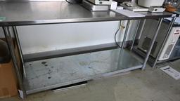 72" x 30.25" x 34.5" Stainless Steel Table with Backsplash