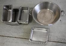 Fourteen Stainless steel containers & a 22x6" Stainless Pan