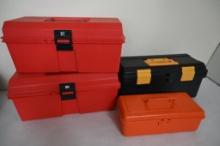 Four Plastic Storage Boxes