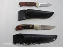 Two North American Hunting Club (NAHC)Knives with Wood Handles and Leather Sheaths, Limited Edition