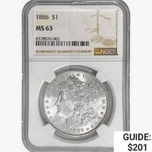 1886 Morgan Silver Dollar NGC MS63