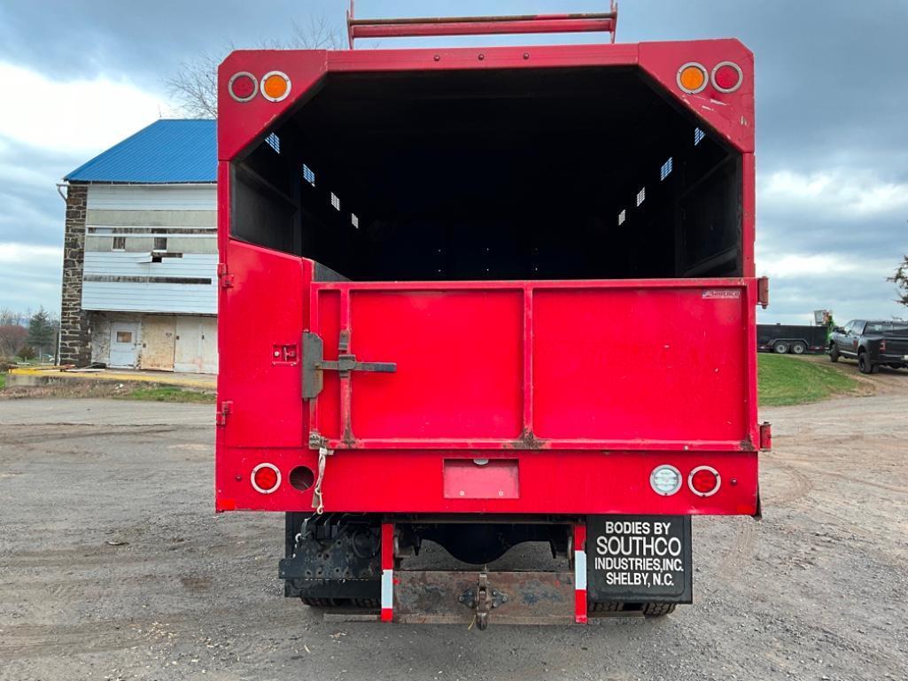 2012 FORD F750 CHIPPER TRUCK. NON CDL 14 FOOT SOUTHCO BODY