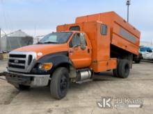 (South Beloit, IL) 2012 Ford F750 Chipper Dump Truck Runs, Moves & Upper Operates) (Check Engine Lig