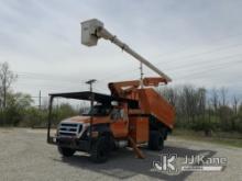 Altec LR756, Over-Center Bucket Truck mounted behind cab on 2013 Ford F750 Chipper Dump Truck Runs, 