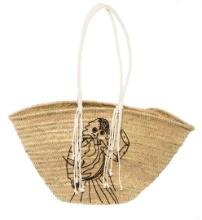 Celine Neutral Woven Embroidered Straw Classic Panier Bucket Bag