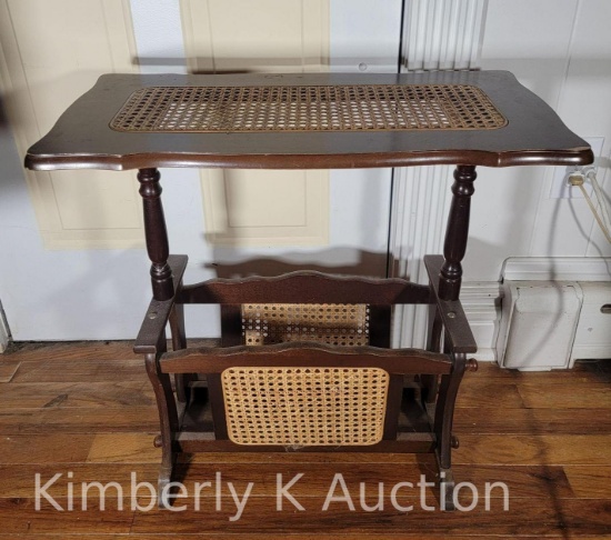 Occasional Side Table - Magazine Rack with Caning
