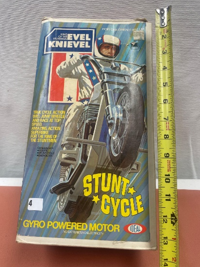 Ideal Evel Knievel Stunt Cycle, gyro powered motor, in original box