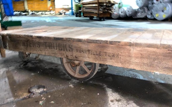 Industrial Wooden Cart with Iron Wheels from Myers Trucks in Nashville Tennessee