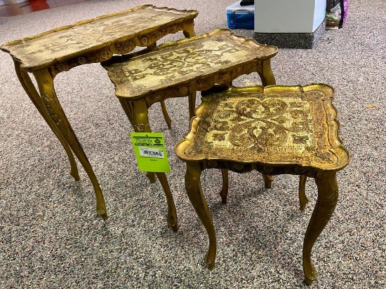 Set of 3 Gilded Nesting Tables