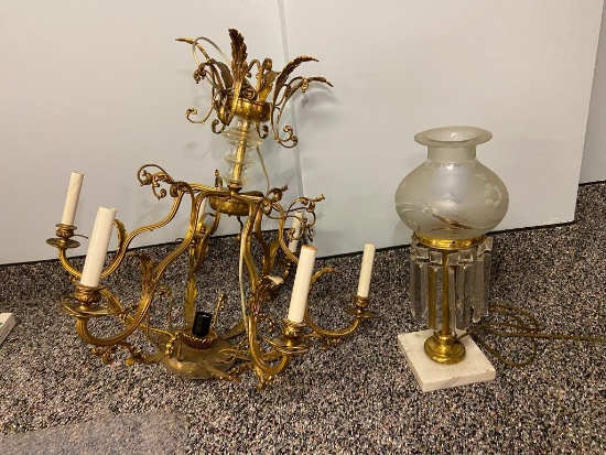 Chandelier and Table Lamp Vintage