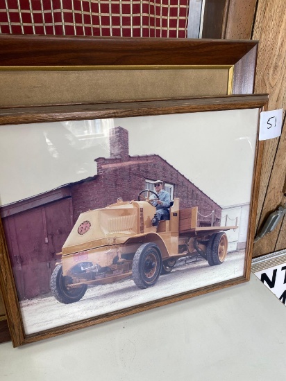 Framed 22in x 18in Vintage Dump Truck Photo