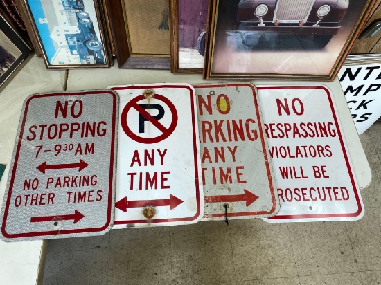 (4) Assorted Lot/Parking Signs