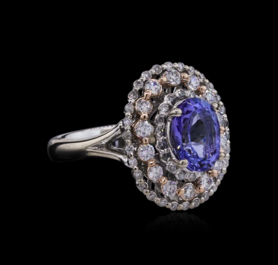 2.14 ctw Tanzanite and Diamond Ring - 14KT Two-Tone Gold