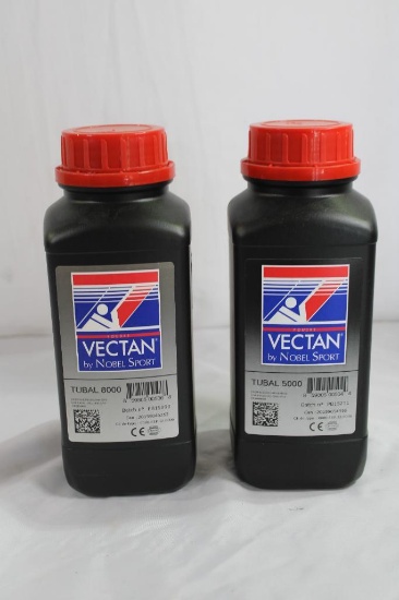 Two bottles of VECTAN reloading powder. Both are Tubal 8000 rifle powder. New, unopened. Will not