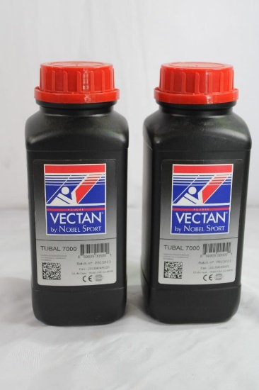 Two bottles of VECTAN reloading powder. Both are Tubal 7000 rifle powder. New, unopened. Will not