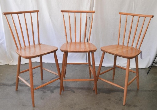 Set of 3 Cherry 24" Bar Chairs w/backs