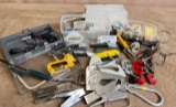 LOT OF CUTTERS, STAPLERS, CLAMPS, SOLDERING TOOLS