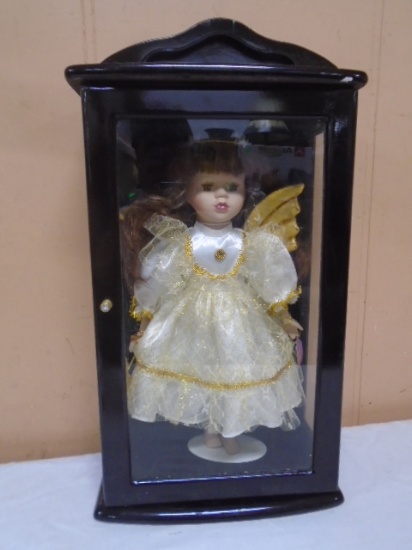 Beautiful Ashley Belle Angel Porcelain Doll in Diplay Case