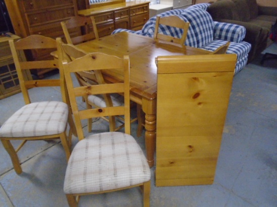 Solid Wood Dining Table w/Drawers on Each Side and Center Leaf w/6 Matching Chairs-See Pic #2