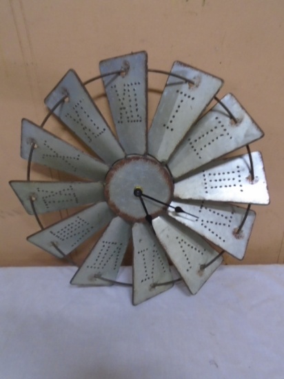 Galvinized Metal Windmill Clock