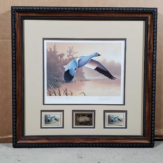 1988/89 Solid Gold Executive Edition Federal Duck Stamp Art Shadowbox with 14k Gold 1 oz Medallion