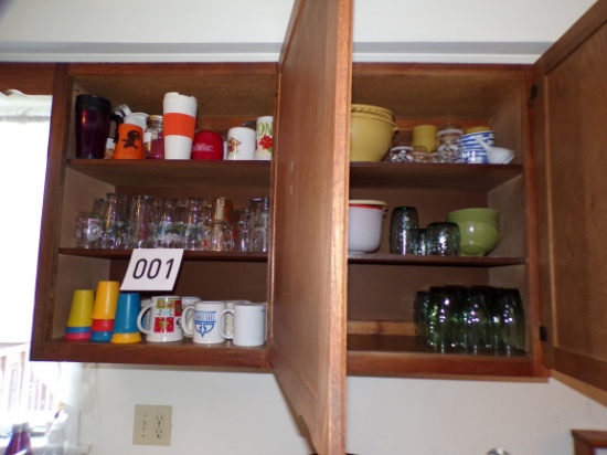 Contents of 7 Upper kitchen Cabinets