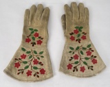 Antique Cree Indian Embroidered Gauntlets