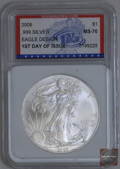 2008 American Silver Eagle 1oz Fine Silver (IGS) Certified