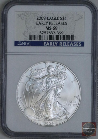 2009 American Silver Eagle 1oz. Fine Silver (NGC) MS69 Early Releases