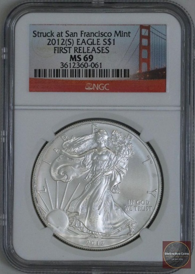 2012 S American Silver Eagle 1oz. Fine Silver (NGC) MS69 First Releases