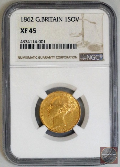 1862 Great Britain Sovereign Gold (NGC) XF45