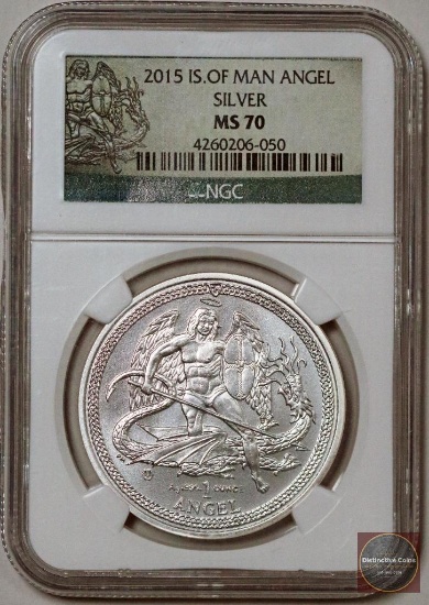 2015 Isle of Man Angel 1oz. .999 Fine Silver (NGC) MS70