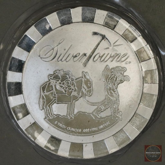 Silver Towne 5oz. .999 Fine Silver Poker Chip Round