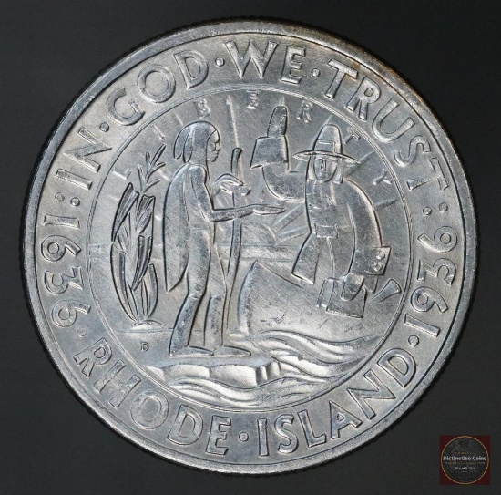 1936 D Rhode Island Commemorative Silver Half Dollar