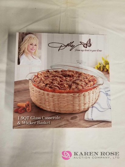 Dolly Parton Casserole Dish with Wicker Basket