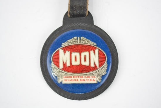 Moon Motor Car Company Celuliod and Rubber backing Watch Fob