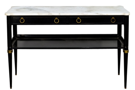 Baker Regency-Style Marble Top Console Table